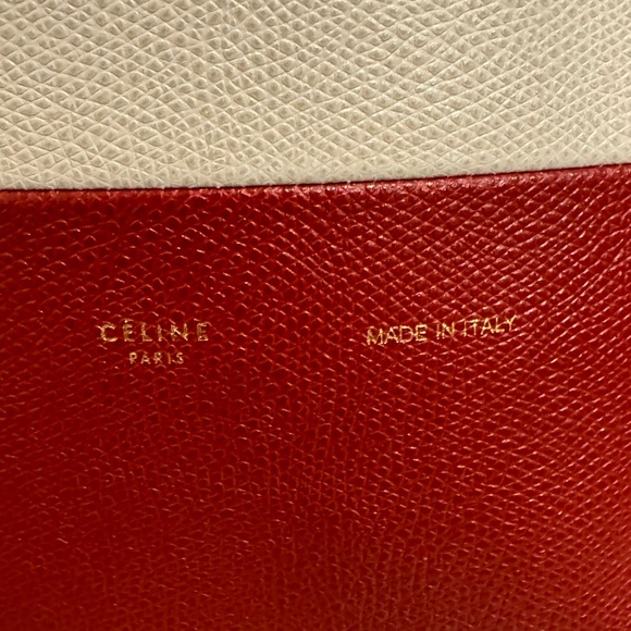 Celine Grained Calfskin Small Vertical Bi-Cabas Cream Red with COA - Picture 5 of 16